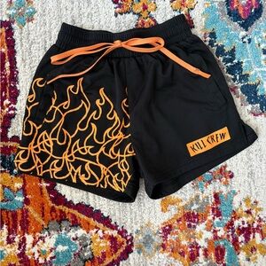 Black and orange Kill Crew gym shorts